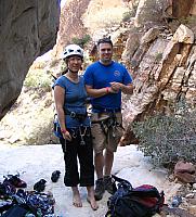 Mike & Wendy - trucking in for a route before class with Sloth, RedRockRendezvous